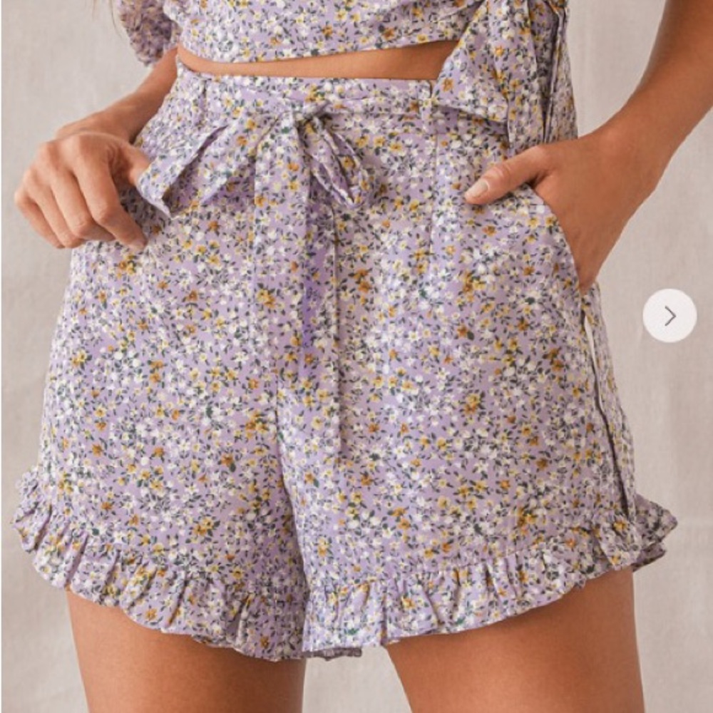 Lulus Purple Floral Print Ruffled Shorts
